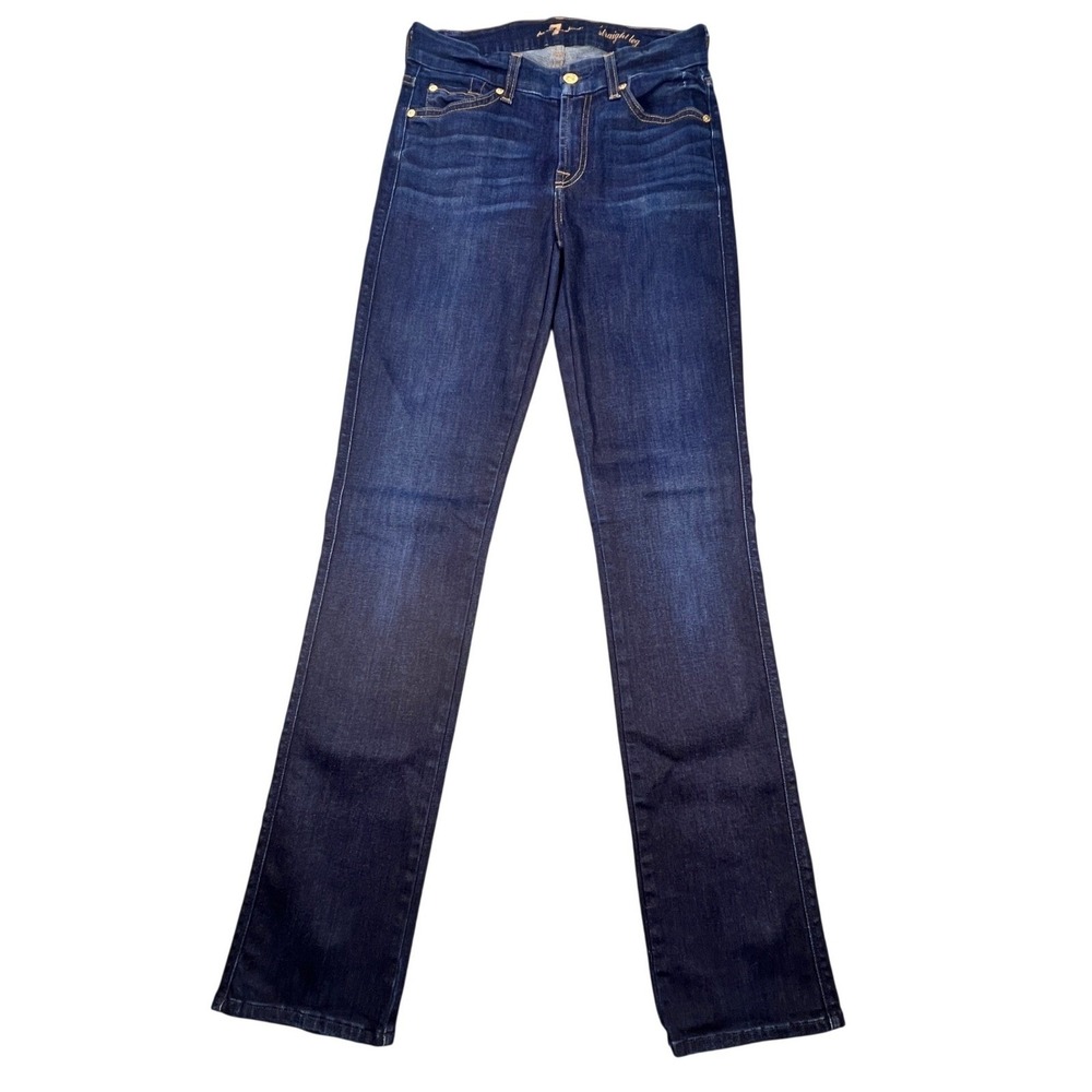 7 For All Mankind Dark Indigo Kimmie Straight Leg Jeans Womens 26